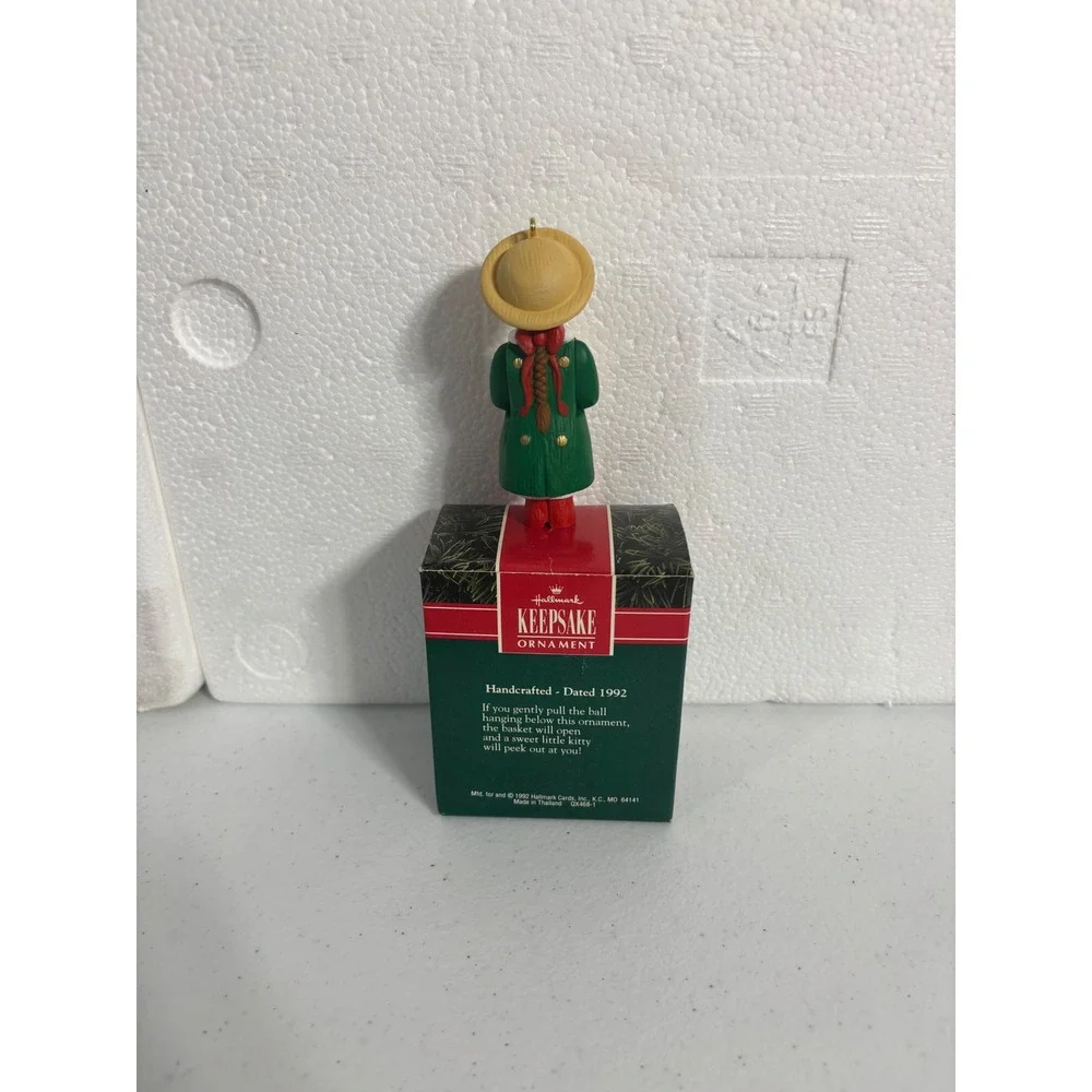 Hallmark Keepsake Ornament 1992‎ Sister With Teddy Bear Basket Movement